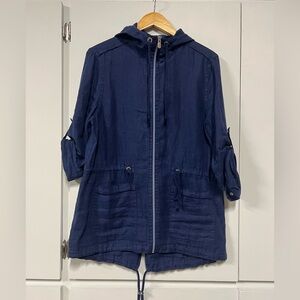 Tommy Bahama Navy Hooded Linen Utility Anorak